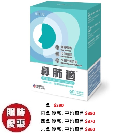 Holos新活方鼻肺適60粒/盒｜強力黏液分解化痰、消除呼吸道與鼻竇發炎腫脹
