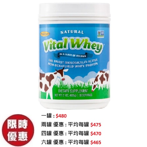 Vital Whey 乳清蛋白粉 600g｜增肌強免疫 | 乳鐵蛋白 | 天然草飼牛乳