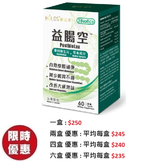 Holos新活方益腸空PostbioLax 60粒 | 專治頑固便秘排毒腸道修護推薦
