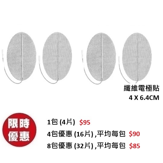Axelgaard - 白色纖維電極貼 (4X6.4CM) 橢圓形 (1包4片)|Veinoplus VI, Back, Sport, ecstim Delta, MTR 通用